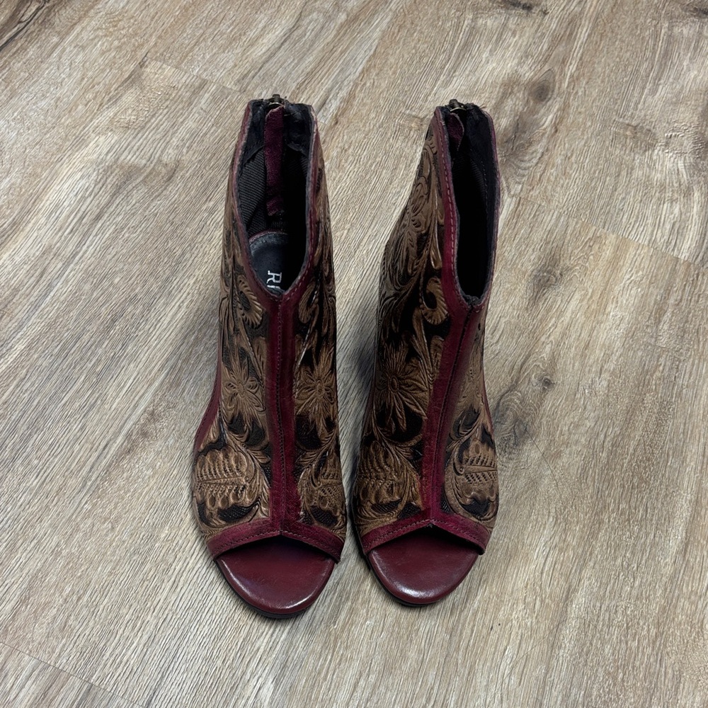 FLASH SALE - Elegant Brown and Red Women's Ankle Boots - Picture 5 of 6